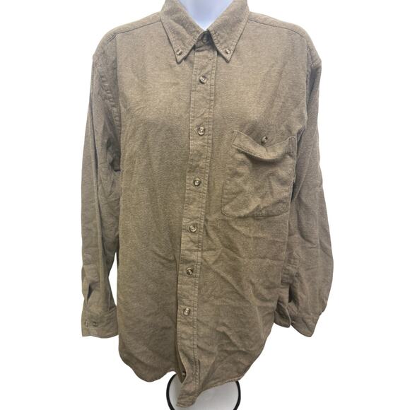 VTG David Taylor Mens L 100% Cotton Long sleeve Button down Green Brown Green - Picture 1 of 4